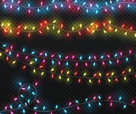 Holiday light bulb decor borders vector illustration 01