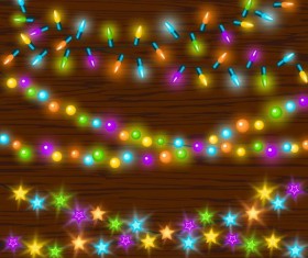 Holiday light bulb decor borders vector illustration 02