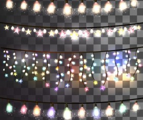 Holiday light bulb decor borders vector illustration 03