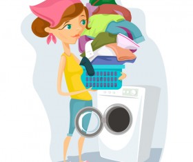 Housewife with laundry vector material