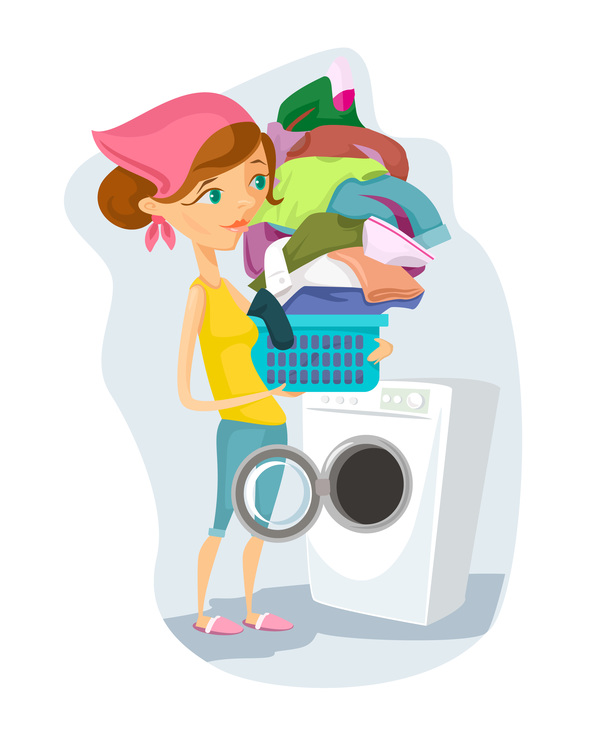 Housewife with laundry vector material