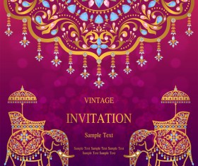 India invitation card luxury vector