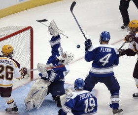 Intense ice hockey match Stock Photo