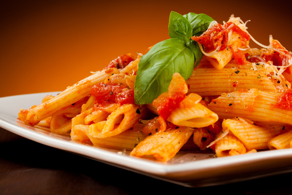 Italian ketchup noodles Stock Photo