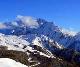 Italy Dolomites snow mountain landscape Stock Photo