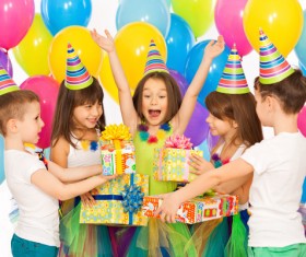 Kids celebrating birthday party Stock Photo 02
