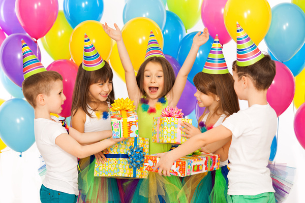 Kids celebrating birthday party Stock Photo 02