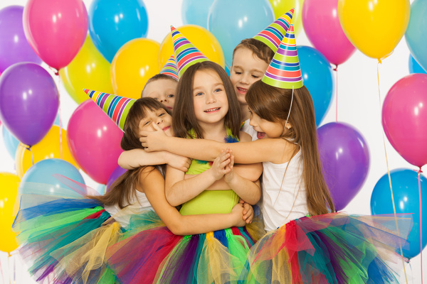 Kids celebrating birthday party Stock Photo 03