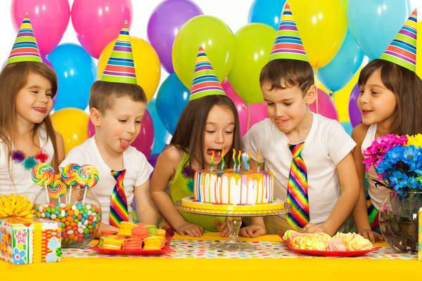 Kids celebrating birthday party Stock Photo 05