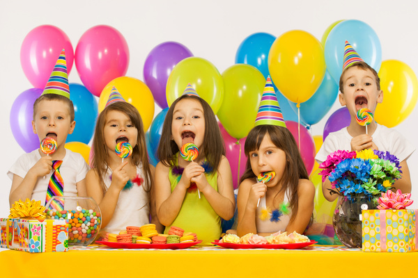 Kids celebrating birthday party Stock Photo 06