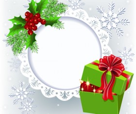 Lace christmas card template vector 02