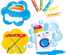 Laundry elements design vector