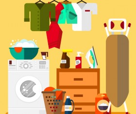Laundry room design vector