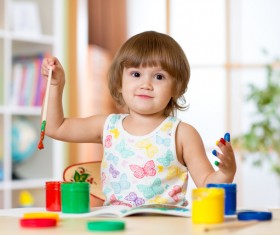 Learn to draw little girl Stock Photo