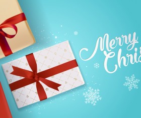Light blue christmas background with gift boxs vector 01