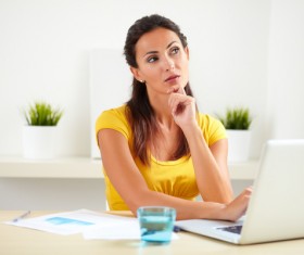 Looking for inspiration woman Stock Photo