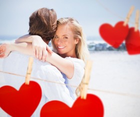 Lovers with hearts Stock Photo 01