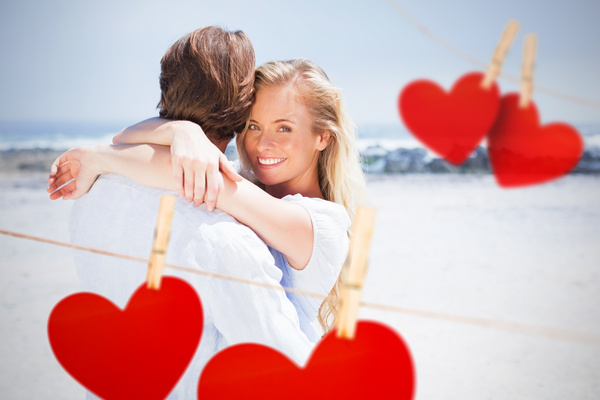 Lovers with hearts Stock Photo 01
