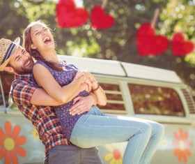 Lovers with hearts Stock Photo 05