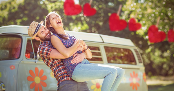 Lovers with hearts Stock Photo 05