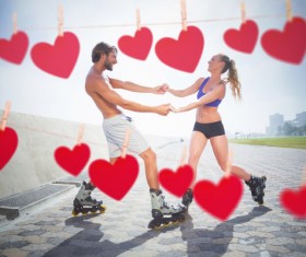 Lovers with hearts Stock Photo 11