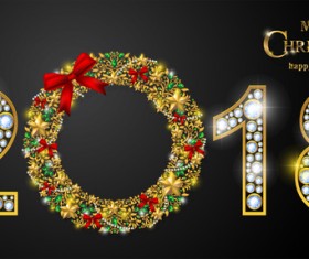 Luxury 2018 new year with christmas diamond background vector 01