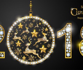 Luxury 2018 new year with christmas diamond background vector 03