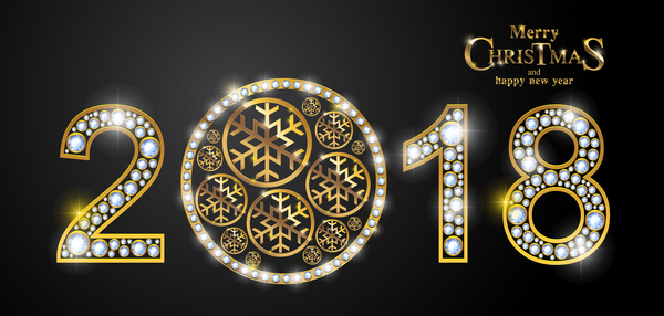 Luxury 2018 new year with christmas diamond background vector 05