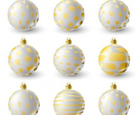 Luxury golden with white christmas balls decor vector 01