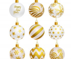 Luxury golden with white christmas balls decor vector 02