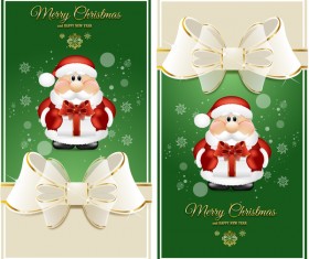 Luxury green christmas card with santa vector