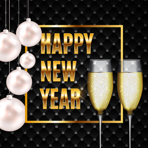 Luxury new year background with wine vector