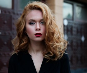 Makeup girl beautiful lips Stock Photo