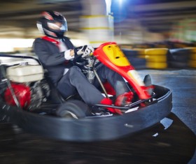 Man driving gokart Stock Photo