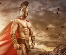 Medieval Spartan warrior Stock Photo