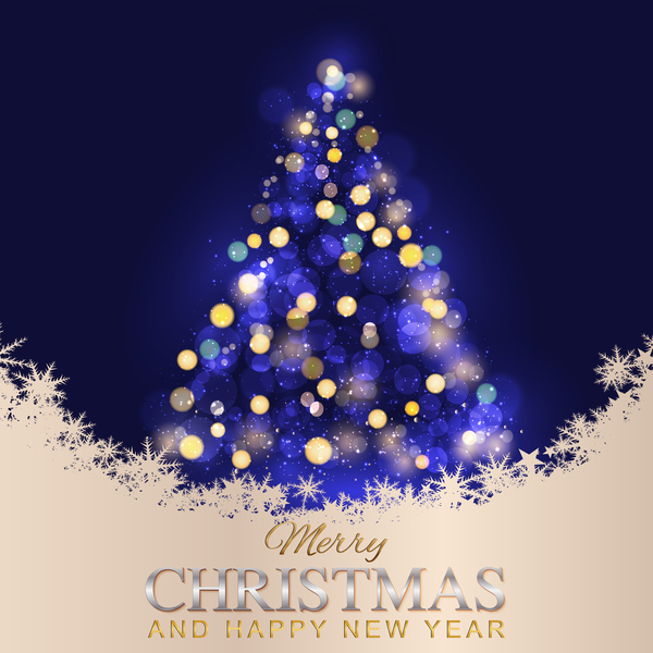 Merry chrismtas with happy new year abstract tree background vector