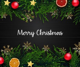 Merry christmas background with decor borders vector