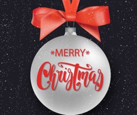 Merry christmas ball with red bows vector