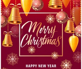 Merry christmas baubles with new year background vector 01