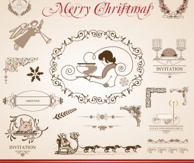 Merry christmas caligraphic design elements vector 02