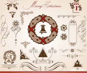 Merry christmas caligraphic design elements vector 03