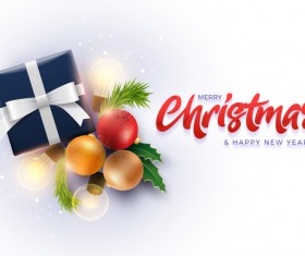 Merry christmas with new year greeting card vectors