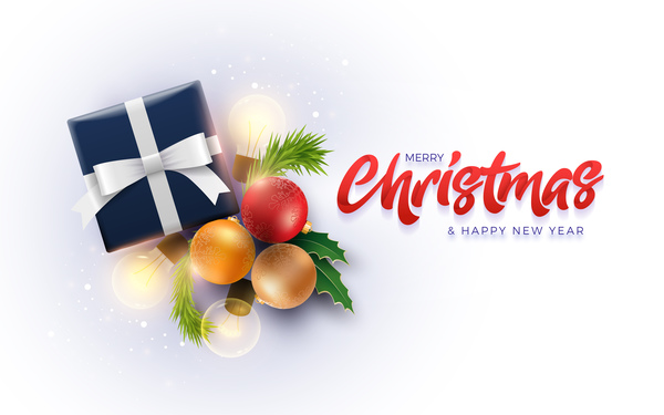 Merry christmas with new year greeting card vectors