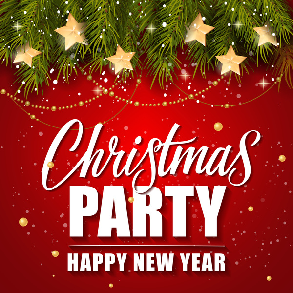 Merry christmas with new year party background vector free download