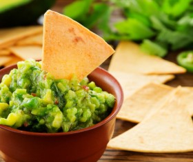 Mexican corn flake guacamole Stock Photo