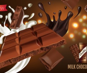 Milk chocolate poster template vector 01
