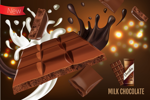 Milk chocolate poster template vector 01