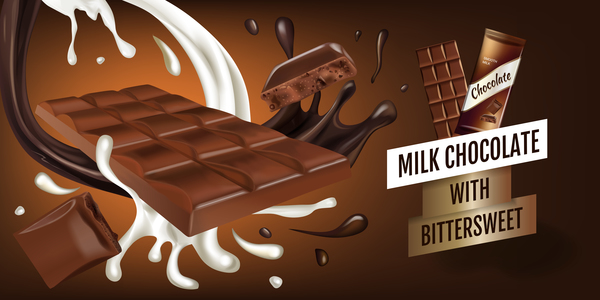 Milk chocolate poster template vector 02