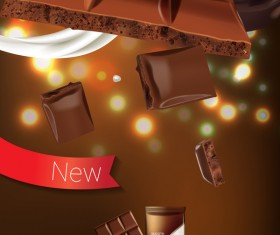 Milk chocolate poster template vector 03