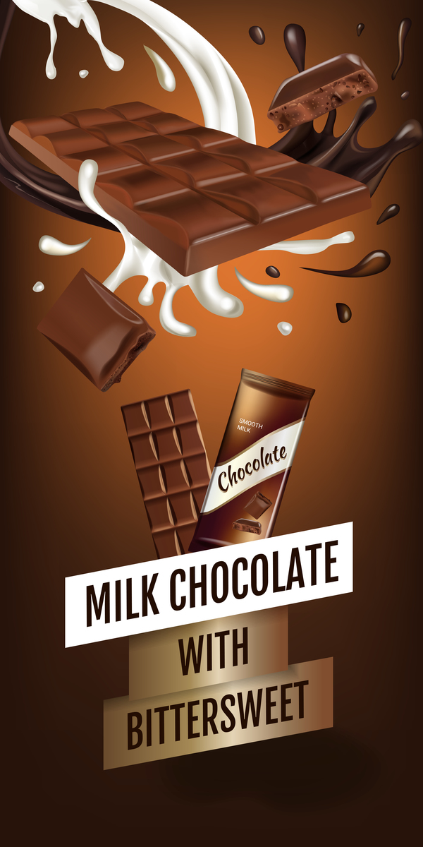 Milk chocolate poster template vector 04